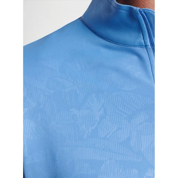 NWT Peter Millar Bonnet Blue Perth Shadow Stripe Floral Quarter-Zip SMALL $145 - Picture 2 of 11